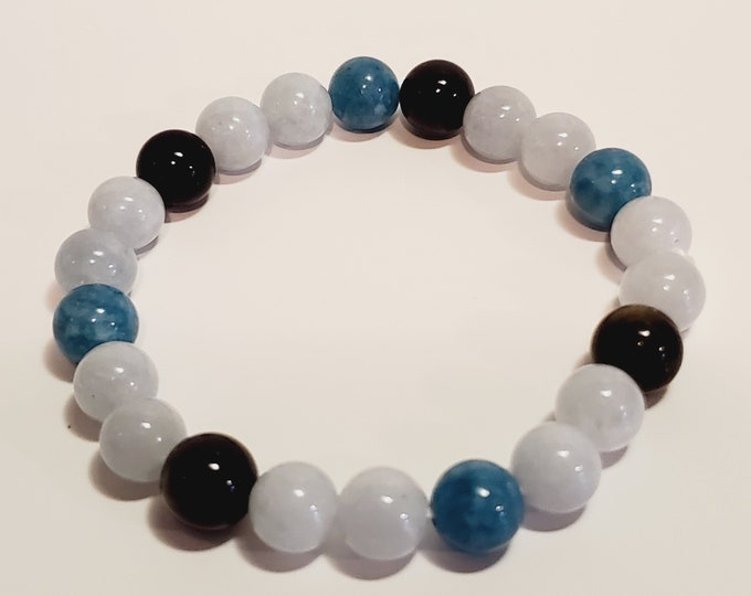 Mercury Retrograde Natural Chakra Bracelet Aquamarine 8mm Crystals
