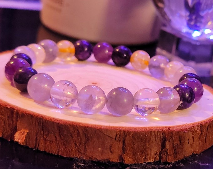 Amethyst - Citrine - Phantom Quartz - Chakra Bracelet - Healing Crystals for Spiritual Growth - Perfect for Gifting