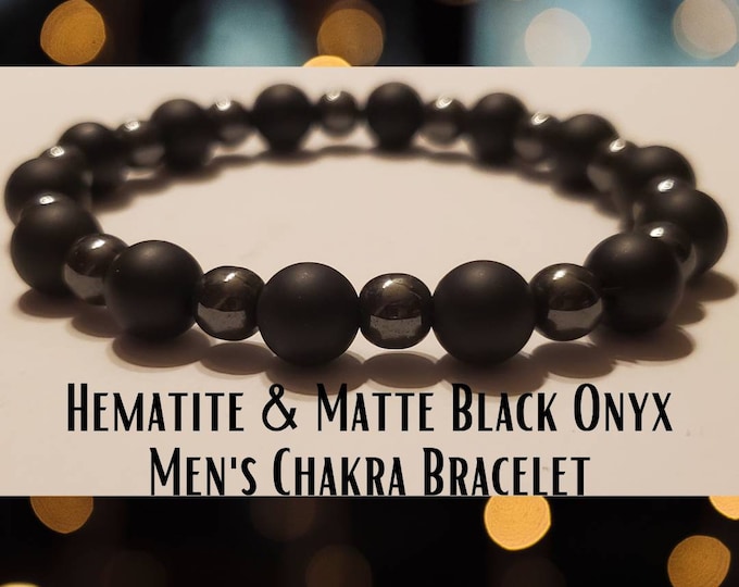Hematite with Matte Black Onyx Men's Bracelet