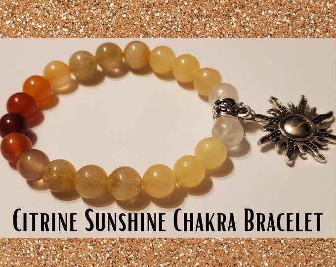 Sunshine Charm Bracelet - Citrine Jade Selenite Topaz Bracelet - Chakra Bracelet