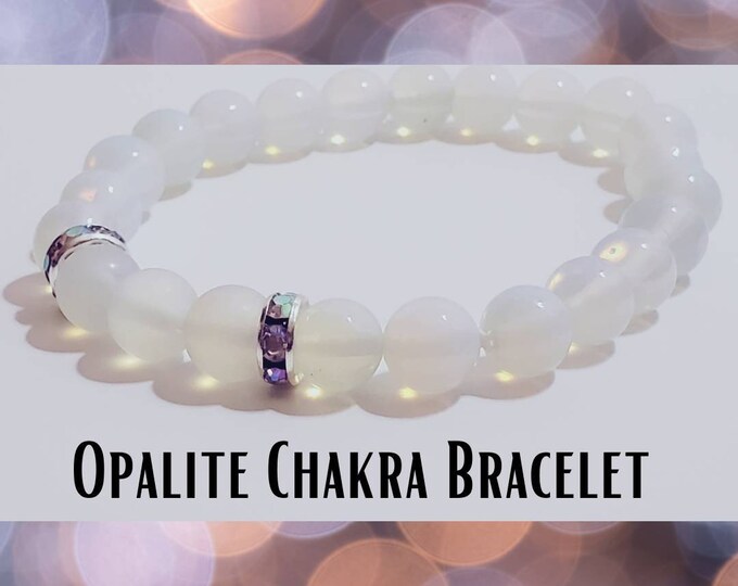 Opalite Cleansing Gemsotne Chakra Bracelet for Women and Men Crystal Work Meditation Jewelry 7 Chakra