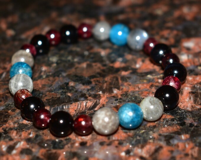 High-Quality Garnet with Apatite Gemstone Healing Chakra Bracelet