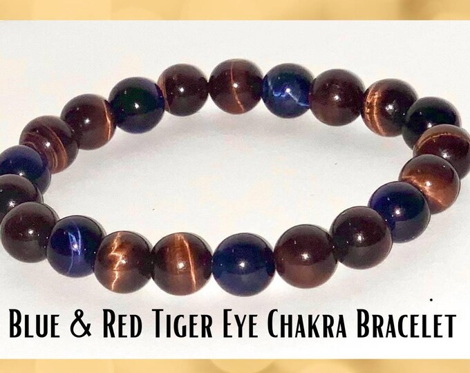 Strength Bracelet - Tiger Eye Genuine Gemstone Bracelet -  Chakra Healing Bracelet - Men's Chakra Bracelet