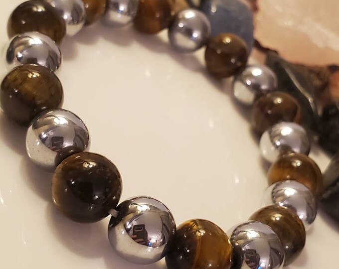 Hematite Brown Tiger Eye Chakra Bracelet