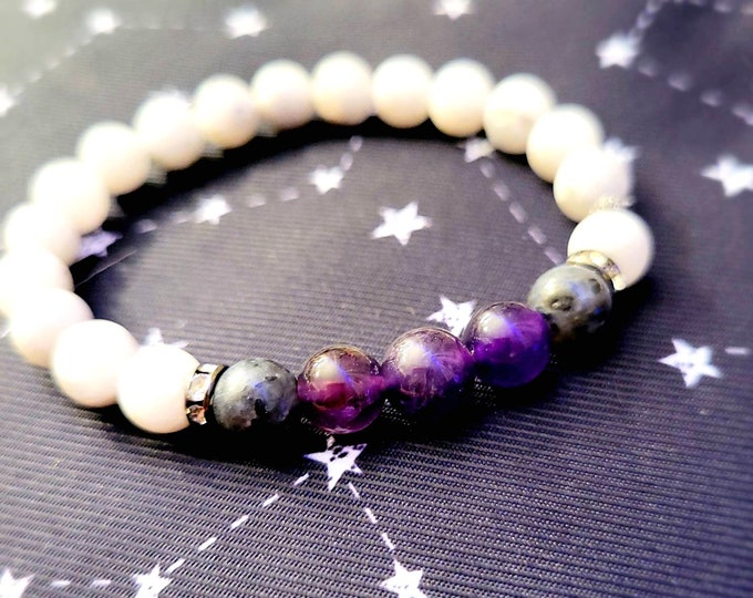 Rainbow Moonstone Chakra Healing Crystal Beaded Bracelet