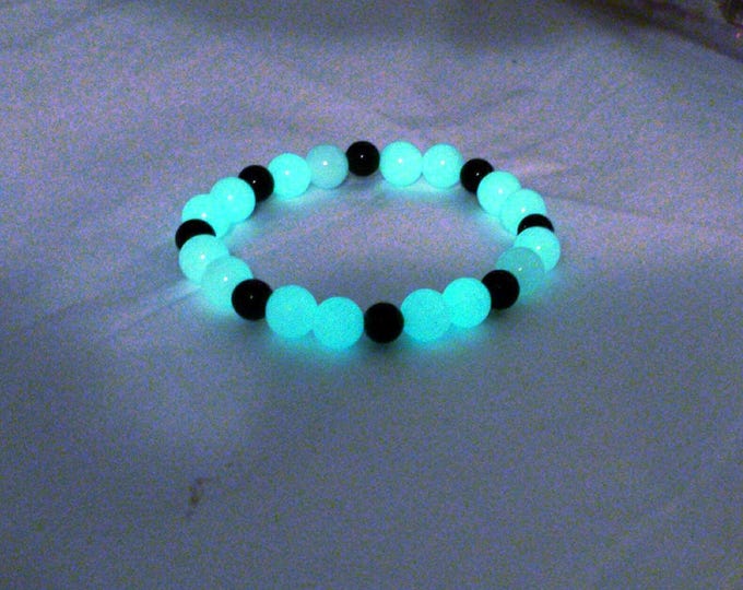 Luminous Glow in the Dark & Black Onyx - 6mm Crystal Healing Stone Chakra Bracelet