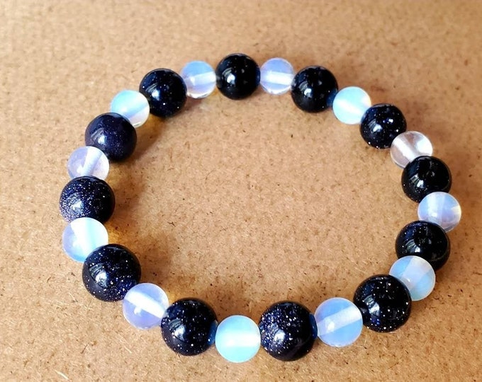 Opalite & Blue Goldstone Chakra Bracelet