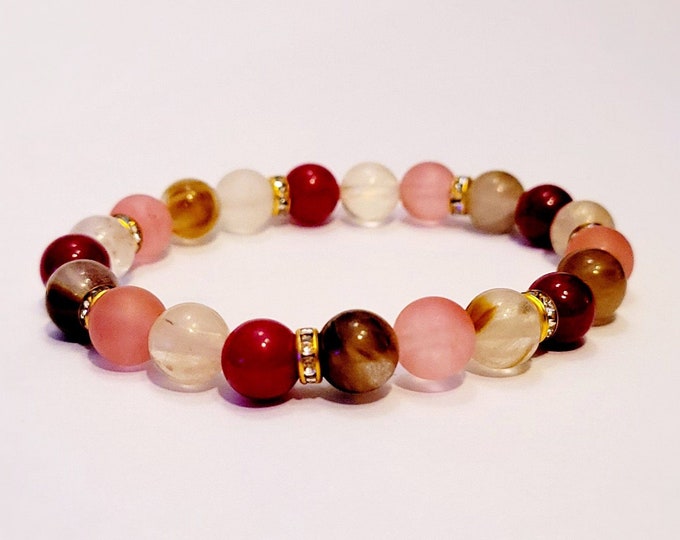 Jade and Tourmaline Gemstone Beaded Stretch Crystal Healing Seven Chakra Bracelet