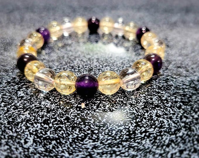 High Quality Citrine Amethyst Clear Crystal Quartz Gemstone Chakra Healing Bracelet - Natural Gemstone Bracelet - Gemstone Healing Bracelet