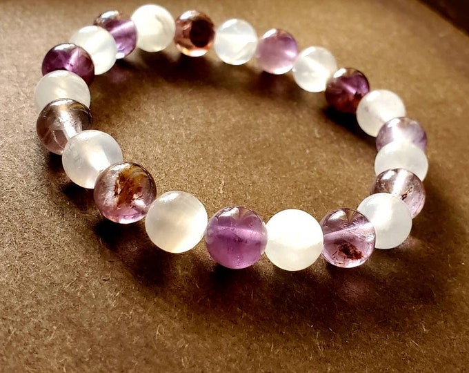 Finest Quality AAA graded Selenite Chakra Bracelet | Auralite 23 Gemstone Bracelet | Chakra Healing Balance Bracelet