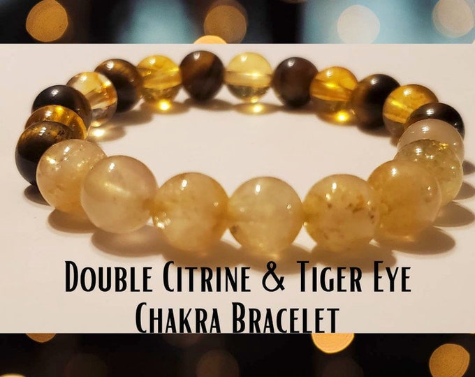 Tigers Eye with Citrine Quality Gemstone Beaded Chakra Bracelet