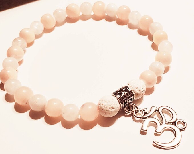 Pink Mother of Pearl Gemstone Beaded Stretch Intentional Crystal  Healing  Chakra Bracelet