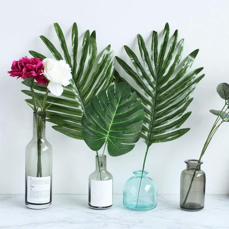 24pcs 4 Kinds Artificial Jungle Leaf Stems Tropical Leaf Etsy