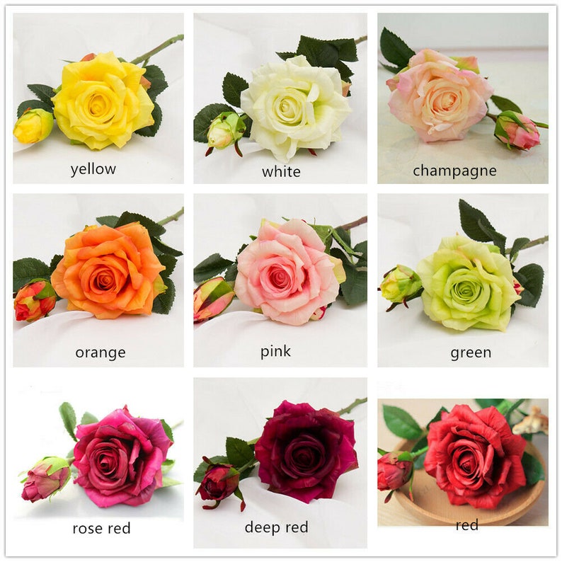 Real Touch Artificial Roses Silk Fake Flowers Decoration Pink Etsy
