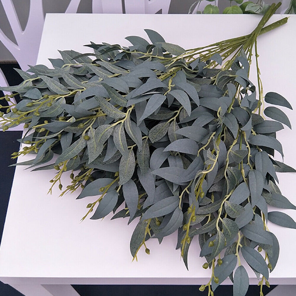 Artificial Willow Eucalyptus Leave Faux Greenery Color Etsy
