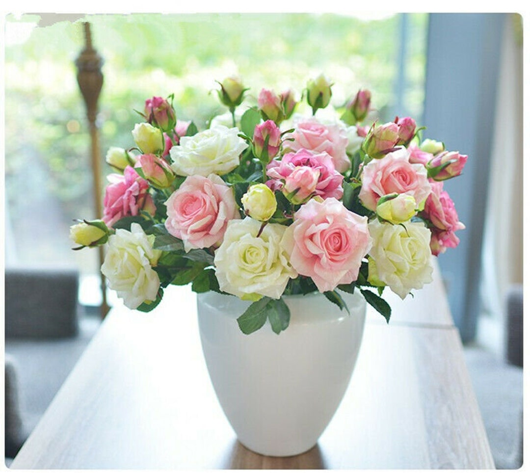 Real Touch Artificial Roses Silk Fake Flowers Decoration Pink Etsy