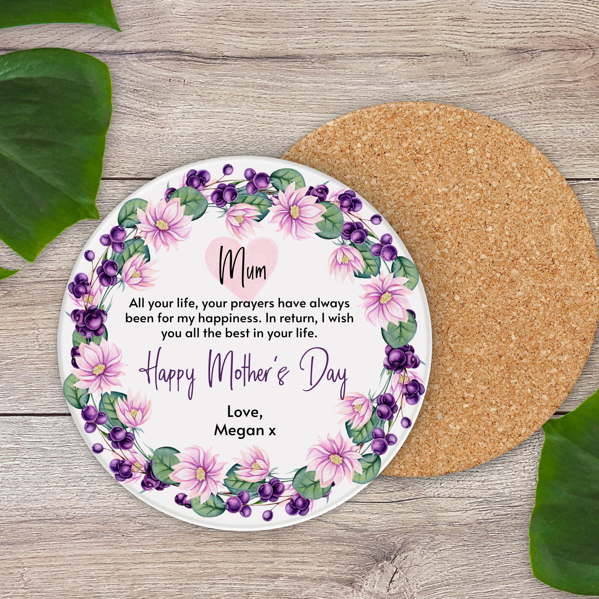 Custom Coaster Personalized Mum Coaster Gift Mothers Day Etsy