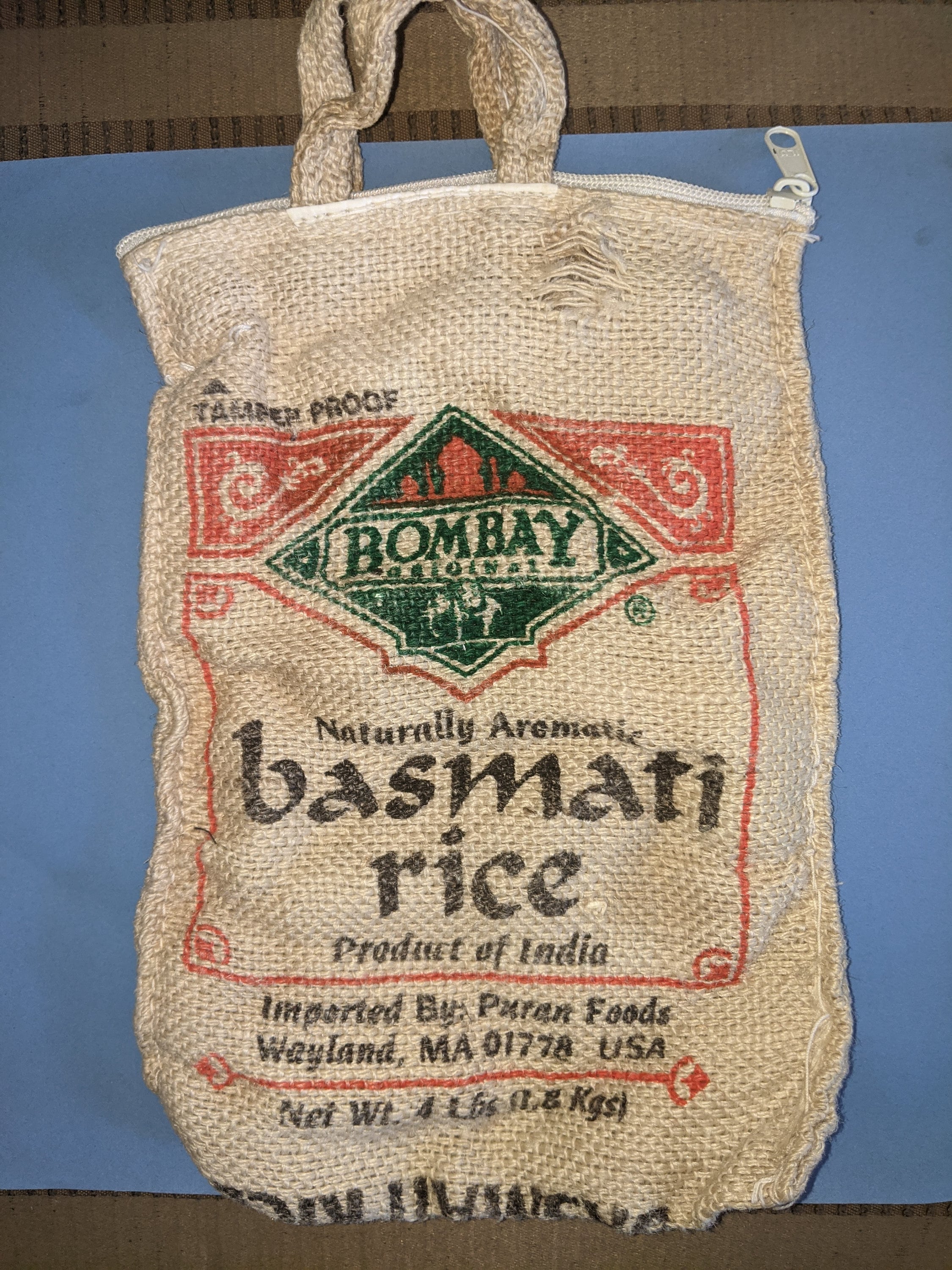 Vintage Basmati Rice Bag Made of Burlap With Zip Top. Etsy