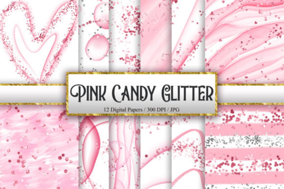 Amazing Set Pink Candy Glitter Background Digital Papers PNG Files High ...