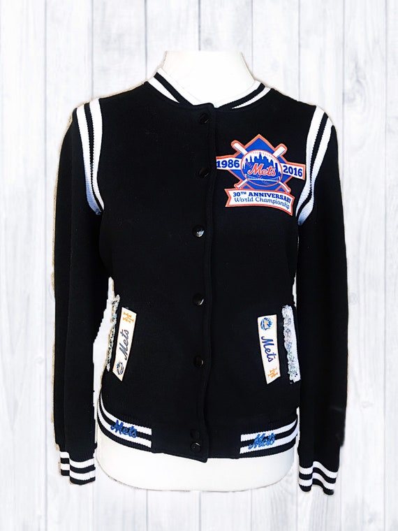New York Mets Varsity Button-up Jacket With Sequin Size Xs 