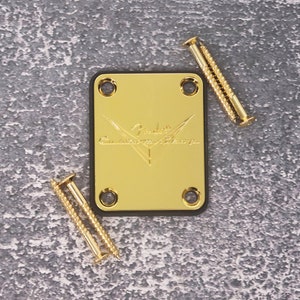 Gold Guitar Neck Plate With Gasket And Screws, Tele T-Style Strat S-Style, High Quality Accessory and Replacement, Guitar Gadget Part