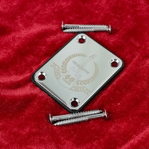 Silver Custom Shop Neck Plate With Gasket And Screws, Tele T-Style TL, High Quality Accessory and Replacement, High End Guitar Gadget Part