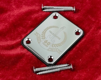 Placa de pescoço prateada personalizada com junta e parafusos, Tele T-Style TL, acessório e substituição de alta qualidade, peça de gadget de guitarra de última geração