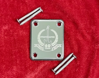 Silver Custom Shop Neck Plate With Gasket And Screws, Strat S-Style ST, High Quality Accessory and Replacement, High End Guitar Gadget Part