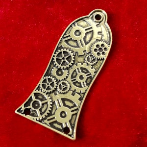 Golden Steam Punk Cog Truss Rod Cover, Electric Guitar Metal Plate, Vintage Custom Build Part Replacement Accessory, String Instrument DIY