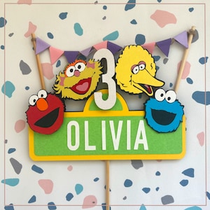 Sesame Street, 3d Cake Topper, Elmo and Zoey, Cookie Monster Big Bird, Bunting Topper