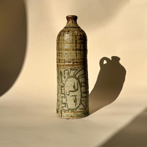 Vintage Sun Face Art Pottery Vase