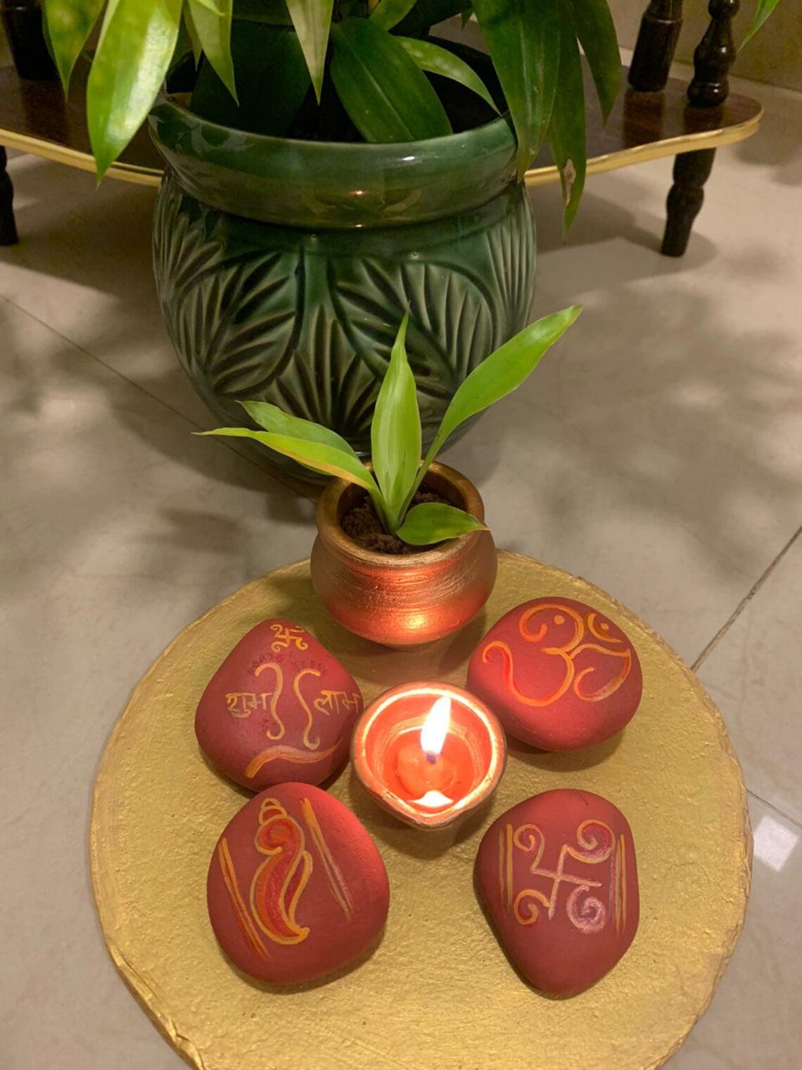Diwali pebbles with clay pot and clay diya Etsy