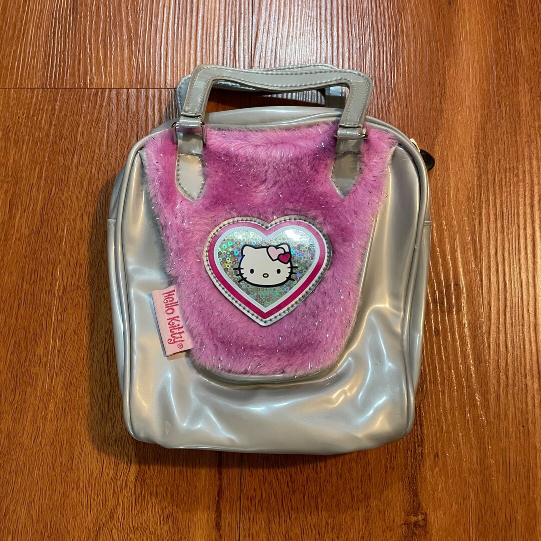 Vintage Silver and Pink Fur Hello Kitty Handbag, Hello Kitty