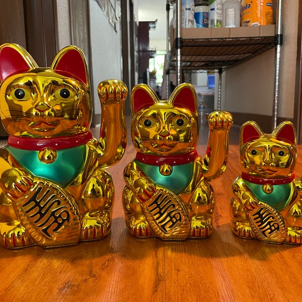 Gold Maneki Neko Glückskatze, Glückskatze, Maneki Neko, Winkende Hände, Winkende Glückskatze, Glückskatze, Winkende Winkende Glückskatze, Winkende Katze