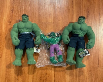 Vintage Incredible Hulk Stuffed Doll Set, Incedible Hulk Doll, Incredible Hulk, Hulk, Marvel, Marvel Hulk, Marvel Gift, Vintage Marvel, Gift