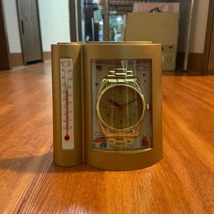 Vintage Temperature Gold Watch Alarm Clock, Temperature Alarm Clock, Alarm Clock, Vintage Alarm Clock, Alarm Clock Vintage, Christmas Gift