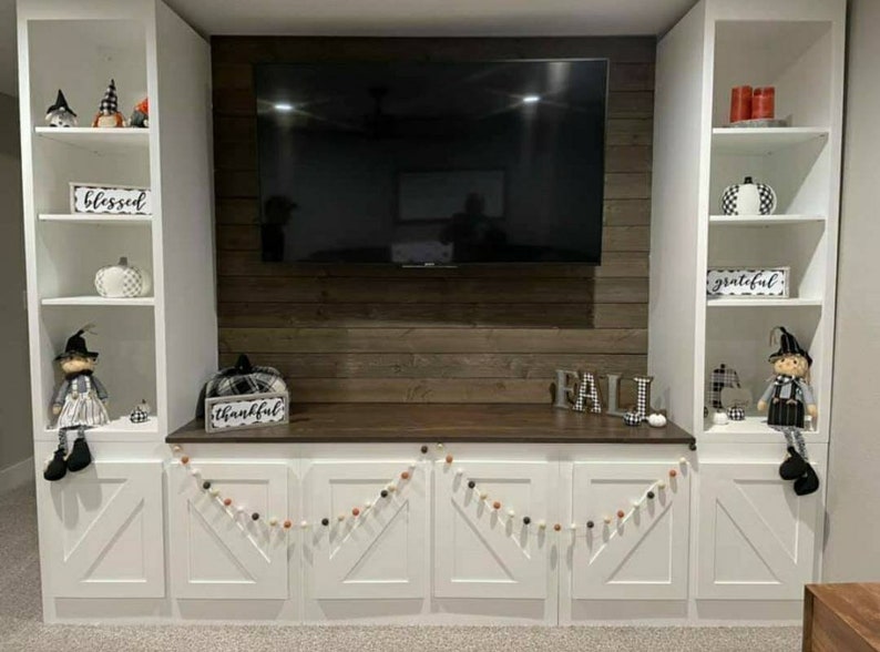 Custom Media Center Entertainment Center Built-in TV Stand Storage ...