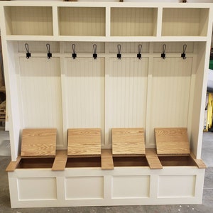 THE MARIE Hall Tree Bench Storage Mudroom Lockers Coat Rack Storage Furniture Cubbies Farmhouse