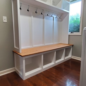 THE MARIE Hall Tree Bench Storage Mudroom Lockers Coat Rack Storage Furniture Cubbies Farmhouse Storage
