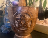 Pentagram Wooden Mortar Pestle