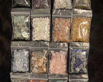 60+ Choices | Flat Price for EVERYTHING! | Crystal Chips | 1.20 Dollar Each 1/2 Oz No Matter Stone Type! | Tumbled Chips | Crystal Confetti