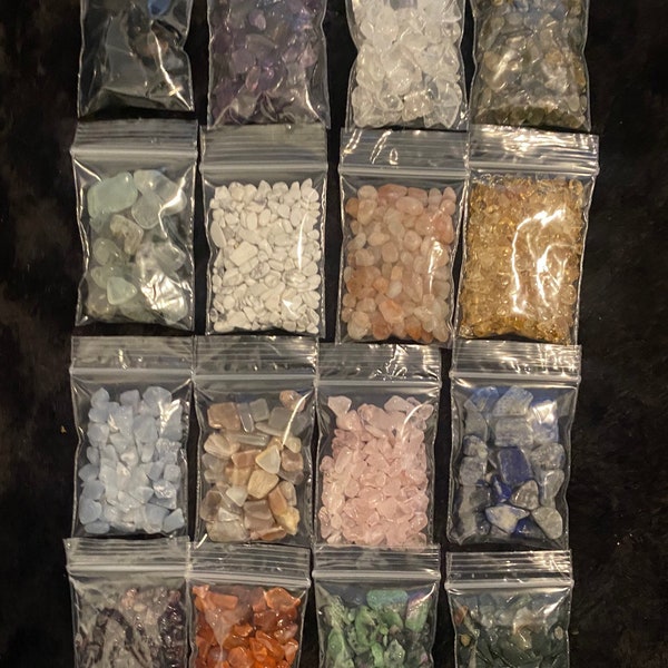 60+ Choices | Flat Price for EVERYTHING! | Crystal Chips | 1.20 Dollar Each 1/2 Oz No Matter Stone Type! | Tumbled Chips | Crystal Confetti