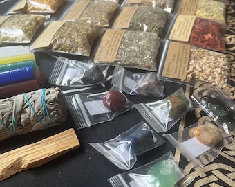 Witchcraft Starter Kit | Pagan | Wiccan | Conjure | Hoodoo | Herbal Starter Kit | Witch&#39;s Starter Kit | Wiccan Starter Kit | Crystal Kit