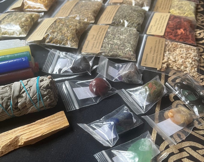 Witchcraft Starter Kit | Pagan | Wiccan | Conjure | Hoodoo | Herbal Starter Kit | Witch's Starter Kit | Wiccan Starter Kit | Crystal Kit