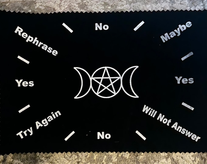 Black and White Triple Moon Pentagram Velveteen Pendulum Altar Cloth | Divination Mat | Pendulum Reading Mat | Black Velvet | Spirit Board
