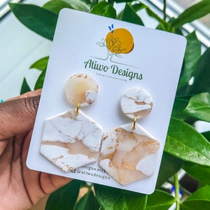 White Translucent Dangles | Handmade Earrings| African Inspired Statement Earrings | Polymer Clay | Nickel-free Hypoallergenic| Perfect gift