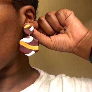 MILA Dangles Handmade Earrings African Inspired Statement Earrings Polymer Clay Nickel-free Hypoallergenic posts Girlfriend gift image 7