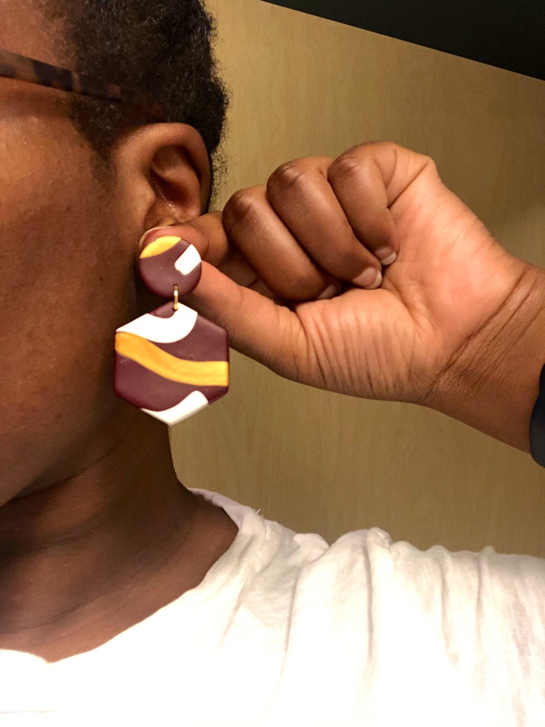MILA Dangles Handmade Earrings African Inspired Statement Earrings Polymer Clay Nickel-free Hypoallergenic posts Girlfriend gift image 7