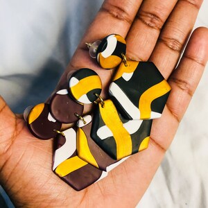 MILA Dangles Handmade Earrings African Inspired Statement Earrings Polymer Clay Nickel-free Hypoallergenic posts Girlfriend gift image 6