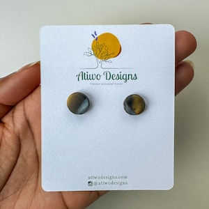 Mini Studs | White and gold accents| Handmade Polymer Clay Earrings | Statement Earrings | Nickel-free Hypoallergenic | Perfect for gift